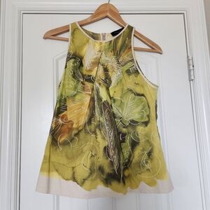 Piazza Sempione Yellow Green Floral Italian Cotton Tank 6